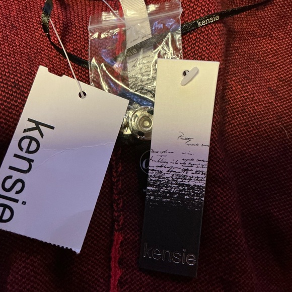 Kensie Red Black Buffalo Plaid Open Front Poncho Wrap One Size NWT - Picture 3 of 11